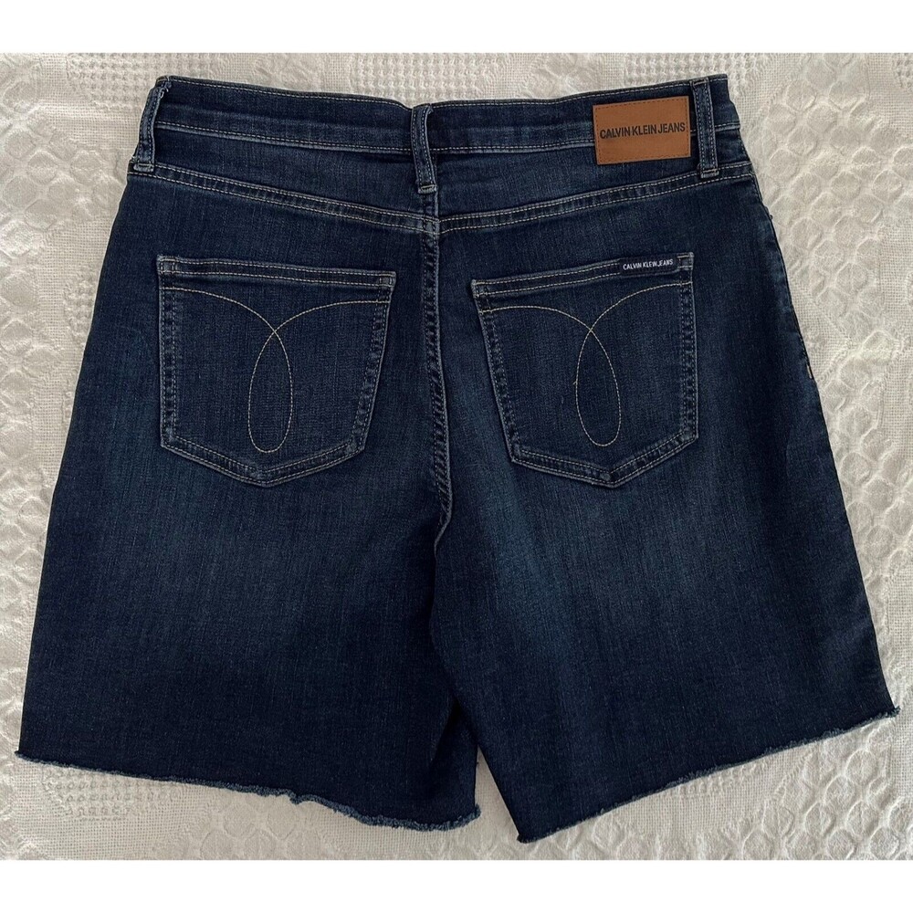 Calvin Klein Women's High Rise Stretch Denim Jean Cut Off Bermuda Shorts Size 6 - Picture 2 of 4